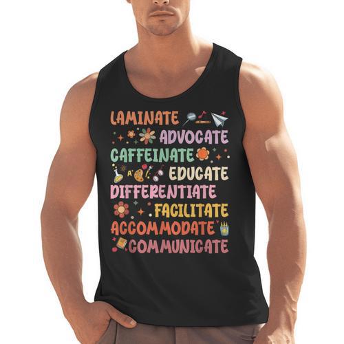 SPED Caffeinate Advocate Laminate Educate Teacher Facilitate For Men Women Men Tank Top - teacherstshirts.com UK