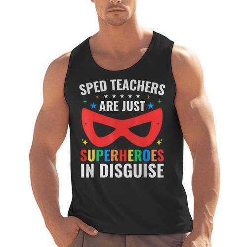 SPED Teacher Are Just Superheroes Disguise Special Education Men Tank Top - teacherstshirts.com