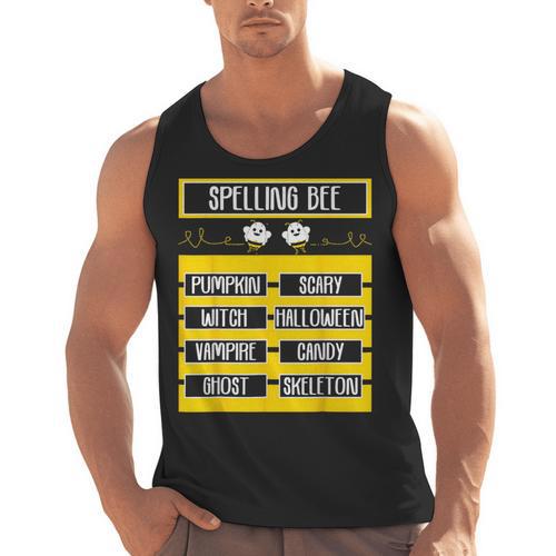 Spelling Bee Halloween Teachers Bee Spelling Competition Men Tank Top - teacherstshirts.com
