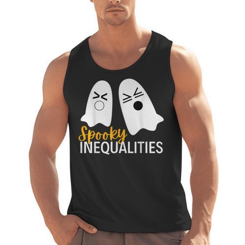 Spooky Ghost Inequalities Halloween Math Teacher Men Tank Top - teacherstshirts.com