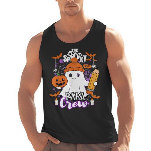 Spooky Para Crew Ghost Halloween Paraprofessional Teacher Men Tank Top - teacherstshirts.com UK