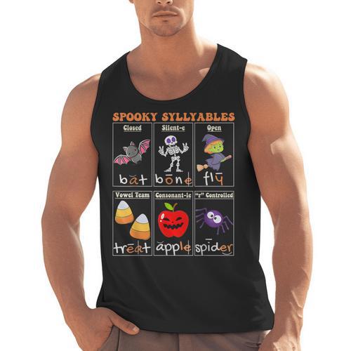 Spooky Syllables Halloween Teacher Student Education Men Tank Top - teacherstshirts.com
