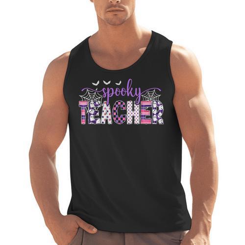 Spooky Teacher Halloween Costume Women Spooky Teacher Men Tank Top - teacherstshirts.com