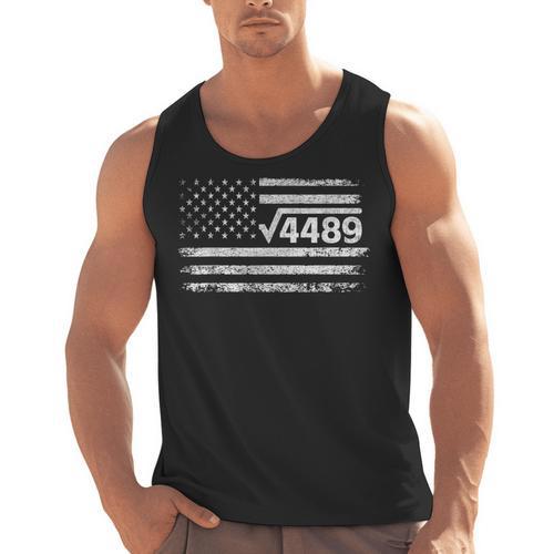 Square Root 4489 Slang Math Teacher Six Seven 6 7 USA Flag Men Tank Top - teacherstshirts.com UK