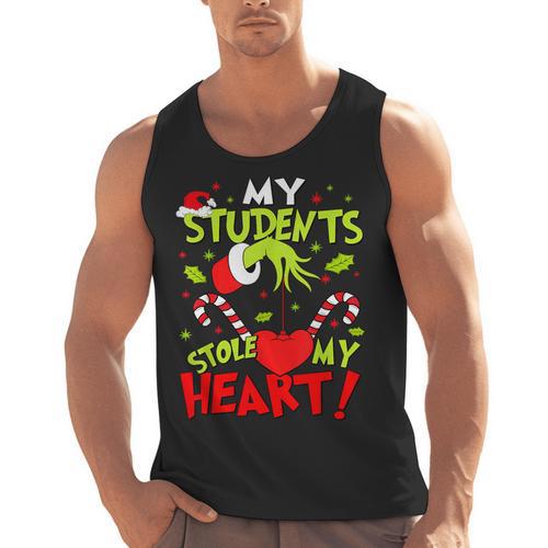 My Students Stole My Heart Teacher Holiday Merry Christmas Men Tank Top - teacherstshirts.com