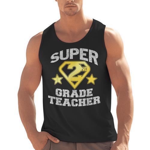 Super 2nd Grade Teacher Hero Men Tank Top - teacherstshirts.com UK