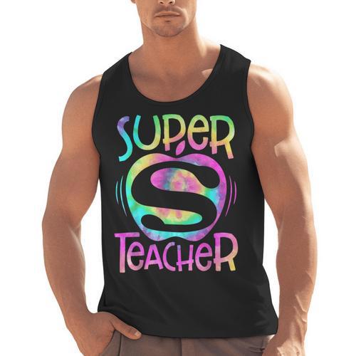 Super Teacher Back To School Apple Tie Dye First Day Men Tank Top - teacherstshirts.com UK