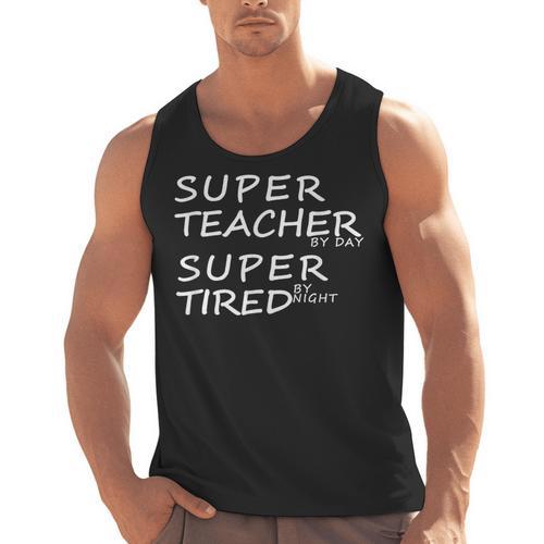 Super Teacher By Day Super Tired By Night Best Teacher Men Tank Top - teacherstshirts.com AU