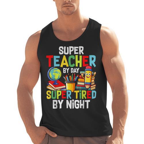 Super Teacher By Day Super Tired By Night Men Tank Top - teacherstshirts.com DE