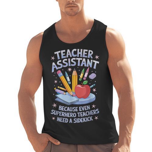 Superhero Sidekick Teaching Teach School Teacher Assistant Men Tank Top - teacherstshirts.com AU