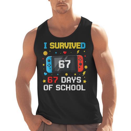 I Survived 67 Days Of School 67 Teacher Squad Matching Men Tank Top - teacherstshirts.com UK