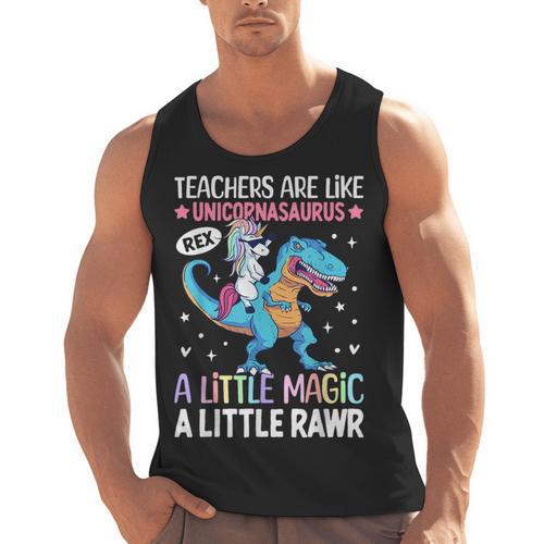 T Rex Dinosaur Unicorn Teachers Are Like Unicornasaurus Rex Men Tank Top - teacherstshirts.com