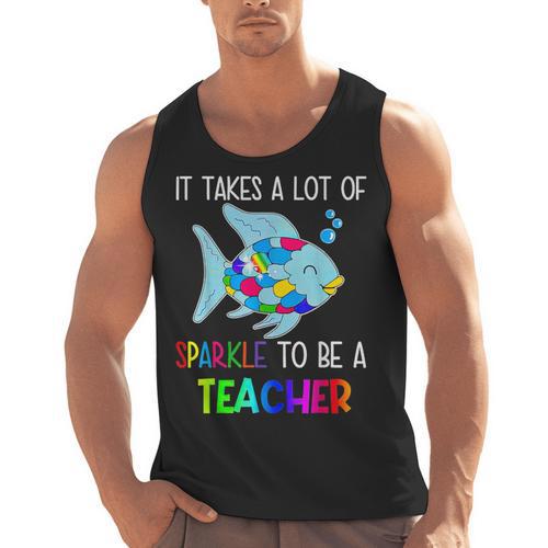 It Takes A Lot Of Sparkle To Be A Teacher Rainbow Fish For Men Women Men Tank Top - teacherstshirts.com