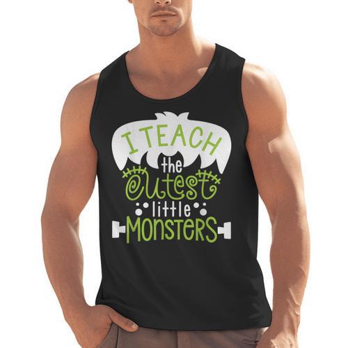 I Teach The Cutest Little Monsters Halloween Teacher Spooky Men Tank Top - teacherstshirts.com UK