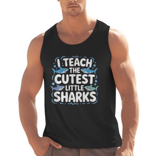 I Teach The Cutest Little Sharks Teacher School Men Tank Top - teacherstshirts.com UK
