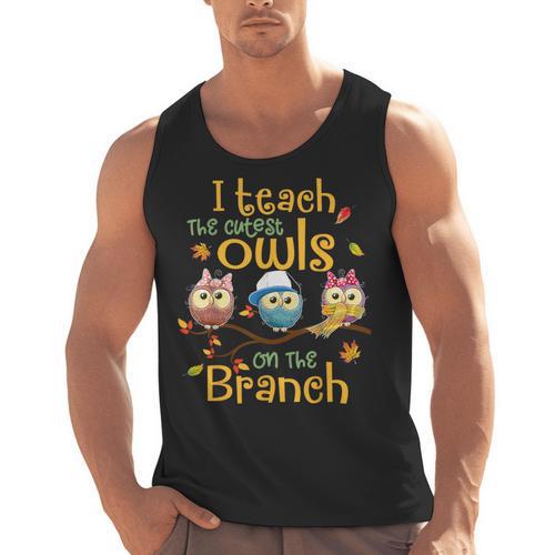 I Teach The Cutest Owls On The Branch Teacher Fall Autumn Men Tank Top - teacherstshirts.com AU