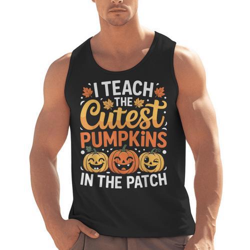 I Teach The Cutest Pumpkins Tshirt Halloween Teacher Men Tank Top - teacherstshirts.com
