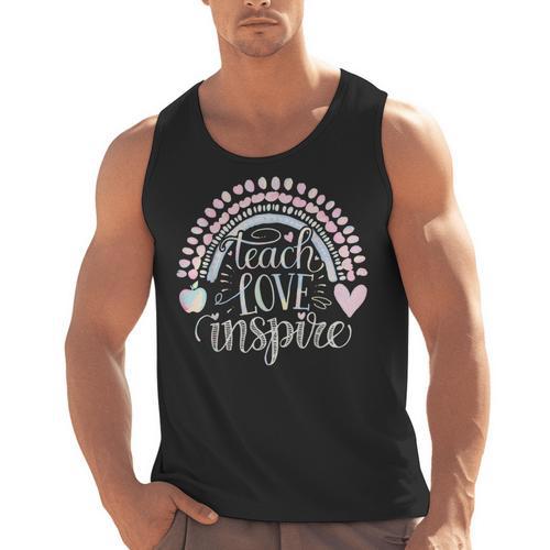 Teach Love Inspire Teacher Men Tank Top - teacherstshirts.com UK