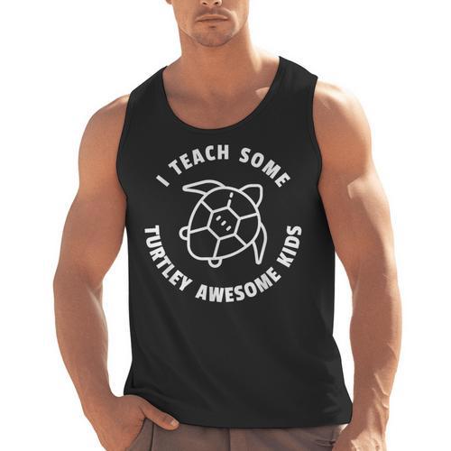 I Teach Some Turtley Awesome Kids Teacher Turtle Pun Men Tank Top - teacherstshirts.com AU