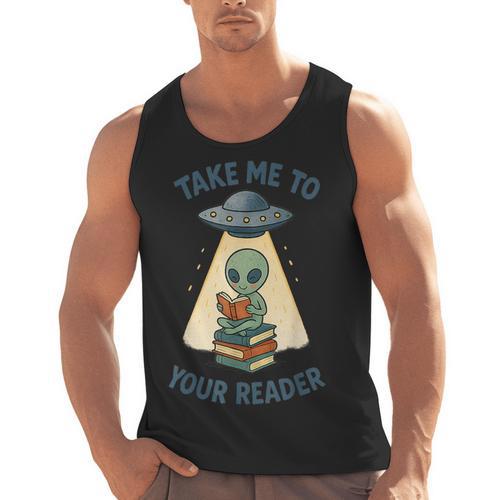 Teacher Alien Books UFO Reading Take Me To Your Reader Men Tank Top - teacherstshirts.com AU