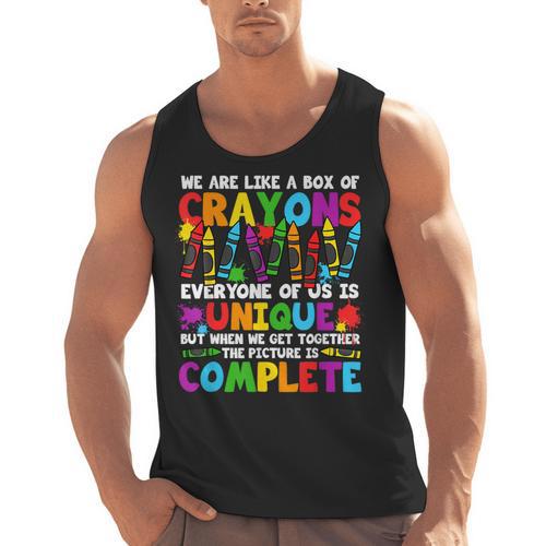 Teacher We Are Like A Box Of Crayons Back To School Men Tank Top - teacherstshirts.com CA