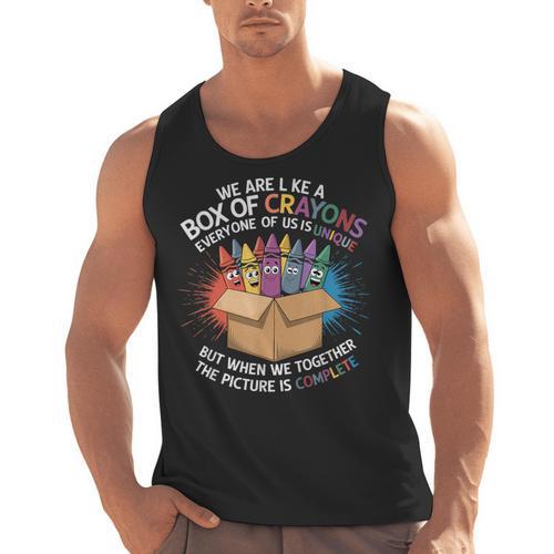 Teacher We Are Like a Box Of Crayons Men Tank Top - teacherstshirts.com UK