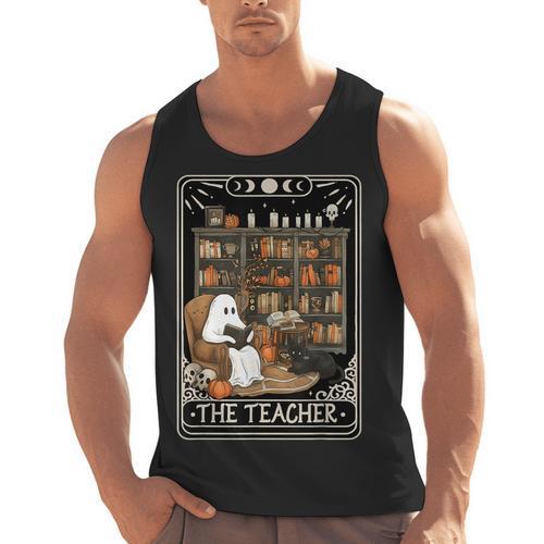 The Teacher Ghost Book Reading Books Lover Halloween Men Tank Top - teacherstshirts.com DE