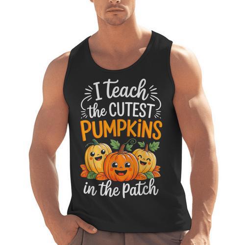 Teacher Halloween Pre-K Teacher Kindergarten Cutest Pumpkins Men Tank Top - teacherstshirts.com AU