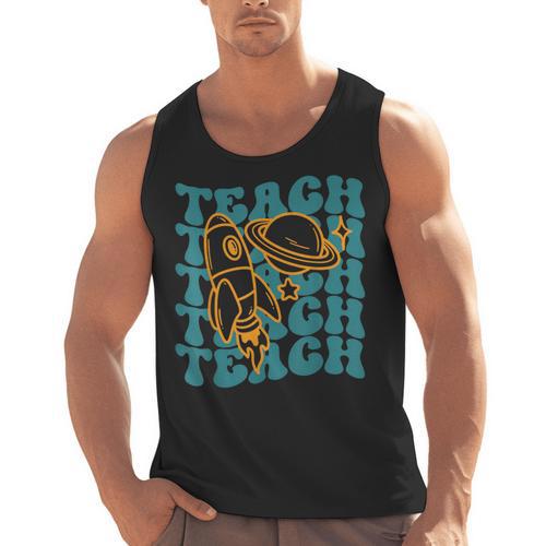 Teacher Outer Space Science Astronomy Planet Saturn Teach Men Tank Top - teacherstshirts.com UK