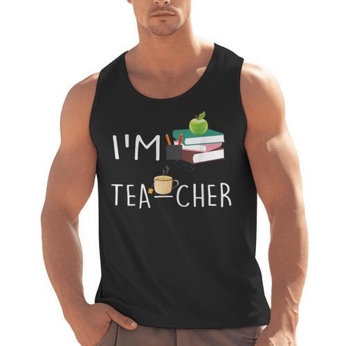 Teacher Puns I'm Tea-Cher Tea Lover Fun Teacher For Men Women Men Tank Top - teacherstshirts.com