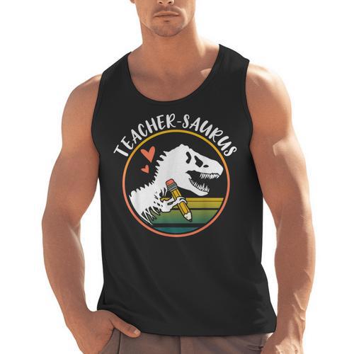 Teacher-Saurus Dinosaur Teacher Design T-Rex Design Men Tank Top - teacherstshirts.com