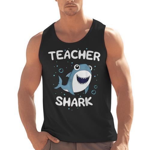 Teacher Shark Teaching Back To School Kindergarten Men Tank Top - teacherstshirts.com