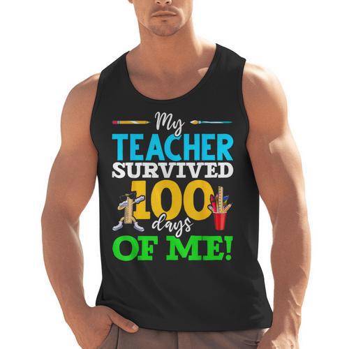 My Teacher Survived 100 Days Of Me Dab 100 Days Of School For Men Women Kids Men Tank Top - teacherstshirts.com