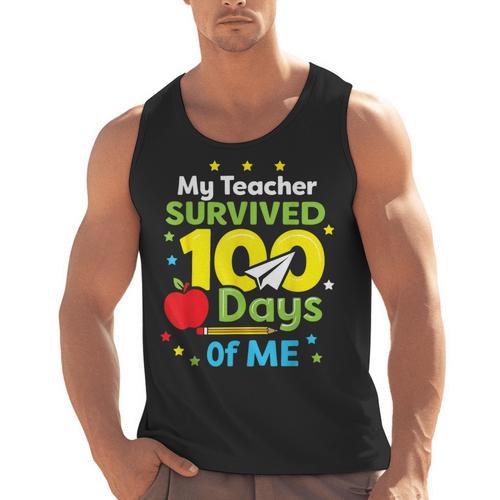 My Teacher Survived 100 Days Of Me Men Tank Top - teacherstshirts.com UK