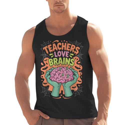 Teacher Teachers Love Brains Halloween Men Women Men Tank Top - teacherstshirts.com AU