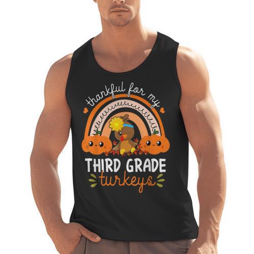 Teacher Thanksgiving Thankful For My Third Grade Turkeys Men Tank Top - teacherstshirts.com AU