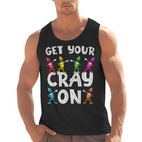 Teacher's Get Your Cray On Dabbing Crayons Men Tank Top - teacherstshirts.com AU