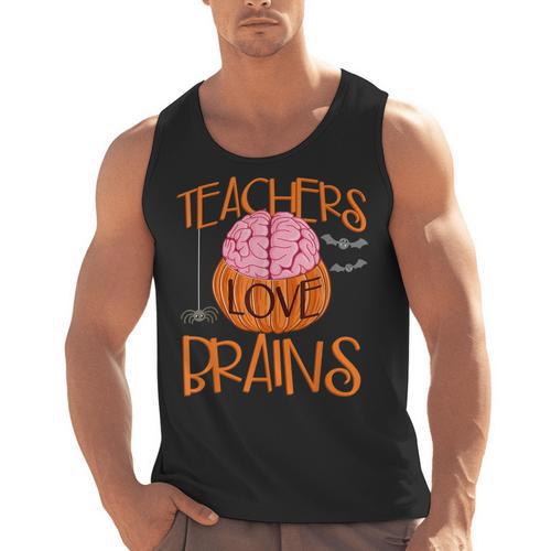 Teachers Love Brains Halloween T-Shirt For Men Women Men Tank Top - teacherstshirts.com