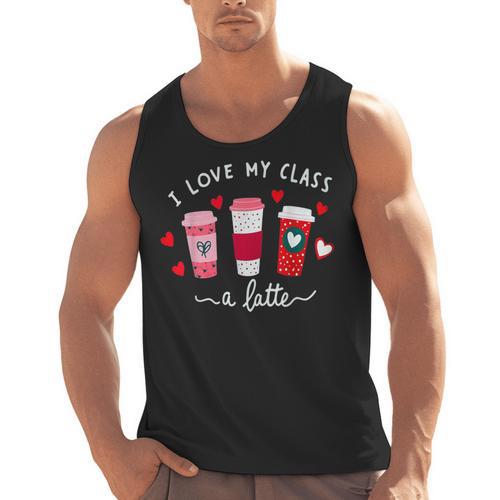 Teachers Valentine Day I Love My Class A Latte Coffee Women Men Tank Top - teacherstshirts.com