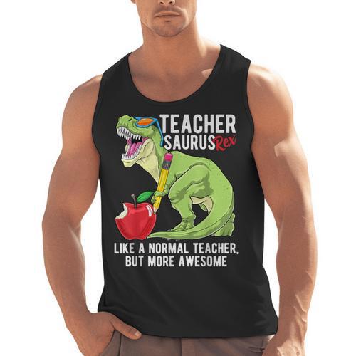Teachersaurus Rex Dinosaur Like A Normal Teacher Saurus Men Tank Top - teacherstshirts.com AU