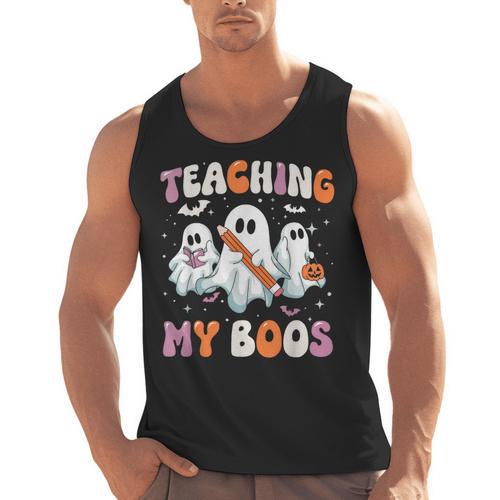 Teaching My Boos Teacher Cute Ghost Teacher Halloween Men Tank Top - teacherstshirts.com