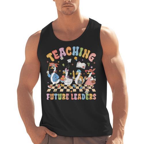 Teaching Future Leaders Teacher Back To School Cute Goose Men Tank Top - teacherstshirts.com UK