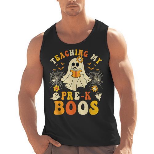 Teaching My Pre-K Boos Crew Teachers Halloween Ghost Men Tank Top - teacherstshirts.com AU
