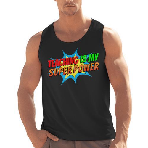 Teaching Is My Superpower Comic Back To School Teacher Men Tank Top - teacherstshirts.com UK