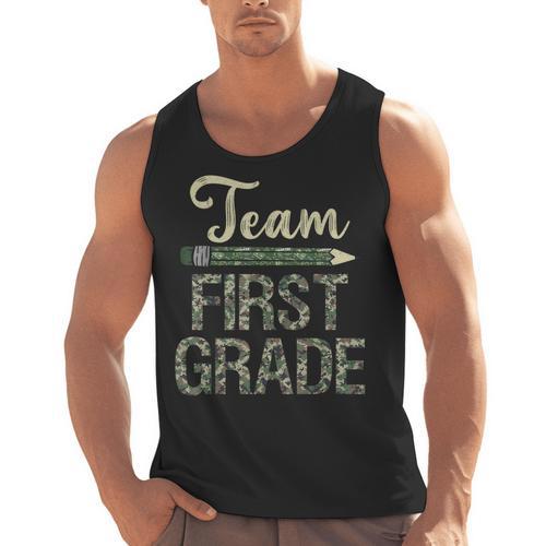 Team First Grade Camo 1st Grade Teacher Camouflage Men Tank Top - teacherstshirts.com UK