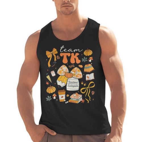 Team TK Crew Preppy Coquette Bow Pumpkin Fall TK Teacher Men Tank Top - teacherstshirts.com AU