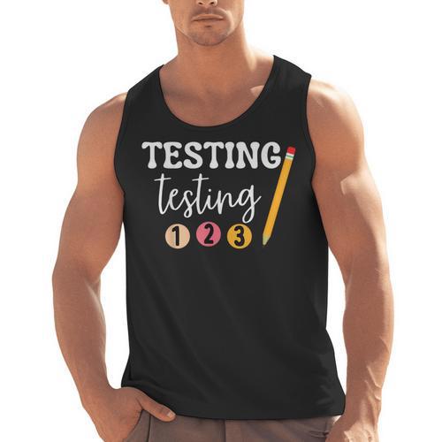 Testing Testing 123 Cute Math Teacher Student Test Day Men Women Girls Kids Men Tank Top - teacherstshirts.com DE