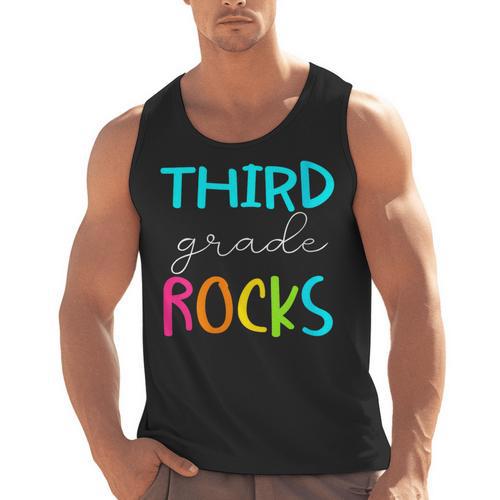 Third Grade Rocks Shirt Team 3rd Grade Teacher Men Tank Top - teacherstshirts.com AU