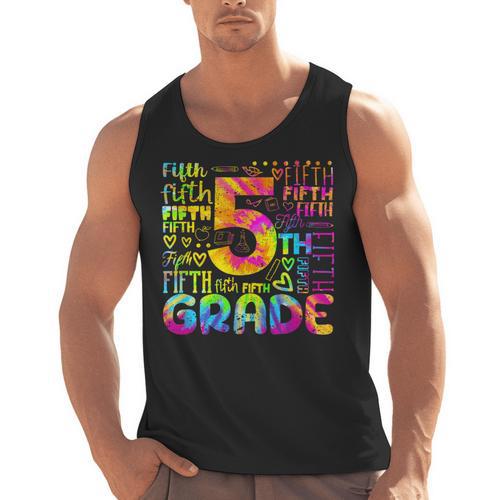 Tie Dye 5th Grade Typography Team Fifth Grade Teacher For Men Women Girls Kids Men Tank Top - teacherstshirts.com AU