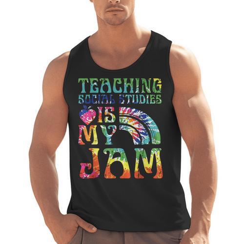 Tie Dye Teaching Social Studies Is My Jam Sunglasses Teacher Men Tank Top - teacherstshirts.com DE
